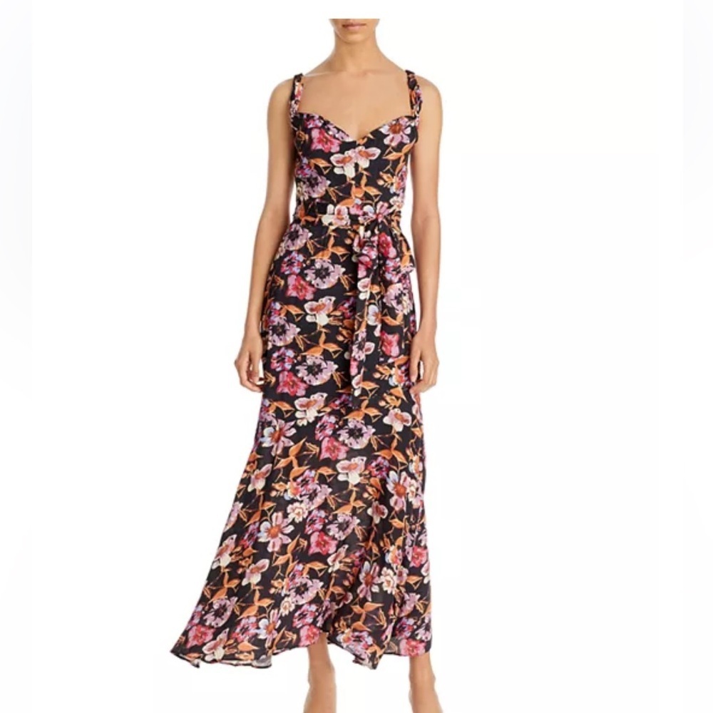 Sam Edelman Black Maxi Dress with Pink and Orange Floral